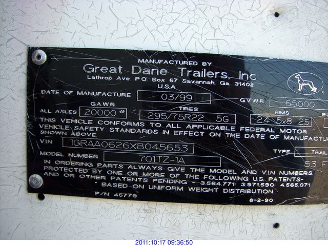vin number locations great dane trailers